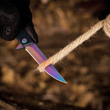 5" Closed Folding Pocket knife 8Cr Rainbow Staright Blade with G10 Handle