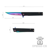 5" Closed Folding Pocket knife 8Cr Rainbow Staright Blade with G10 Handle