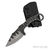 7" EDC Fixed Blade Knife DC53 Black Stone Wash Blade With ABS Sheath