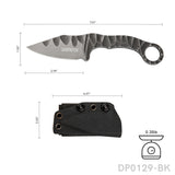 7" EDC Fixed Blade Knife DC53 Black Stone Wash Blade With ABS Sheath
