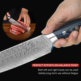 Professional 9Cr18MoV Damascus Steel Blade Knives Blue and Black G10 Soft Handle Kitchen Chef Knife