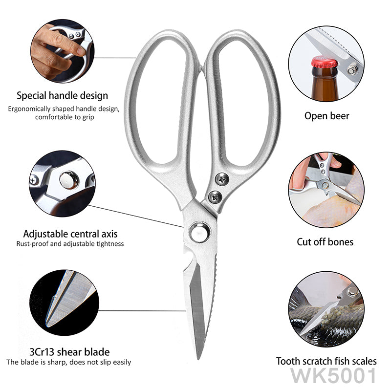 RBLACK 8.5" Multi-Functional Kitchen Shears with Serrated Edge and Bottle Opener
