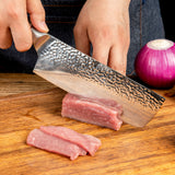 7'' Japanese Nakiri Knife Hammered Stainless Steel High Carbon Blade with ABS Handle