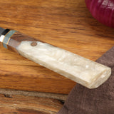 Japanese 8 inch 440C Stainless Steel Chef Knife Burning Blade Resin Turquoise Handle Butcher Knife Kitchen