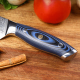 Professional 9Cr18MoV Damascus Steel Blade Knives Blue and Black G10 Soft Handle Kitchen Chef Knife