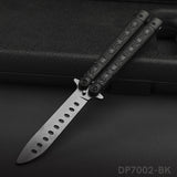 Black Balisong Butterfly Trainer Knife with Chain Patterns