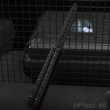Black Balisong Butterfly Trainer Knife with Chain Patterns