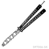 Black Practice Not Real Blade Balisong for CSGO Training with Skull Pattern