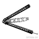 Black Practice Not Real Blade Balisong for CSGO Training with Skull Pattern