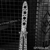 Black Practice Not Real Blade Balisong for CSGO Training with Skull Pattern