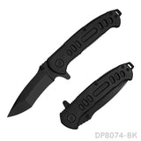 Black Folding Knife Liner Lock with Pocket Clip for Hunting and Camping