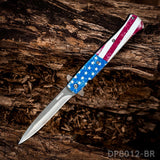 American Flag Stiletto EDC Folding Knife Cold Steel Blade, Spring Assisted - Dispatch Outdoor Life