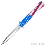 American Flag Stiletto EDC Folding Knife Cold Steel Blade, Spring Assisted - Dispatch Outdoor Life
