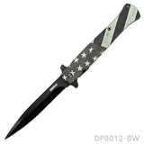 American Flag Stiletto EDC Folding Knife Cold Steel Blade, Spring Assisted - Dispatch Outdoor Life
