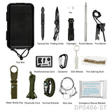 16 in 1 Compact Emergency Survival Kit for Camping, Hiking, Hunting, Fishing