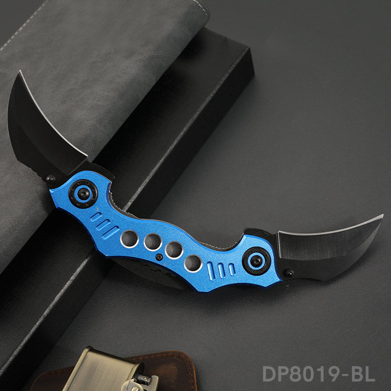 Dual Blade Bat Folding Knife with Belt Clip