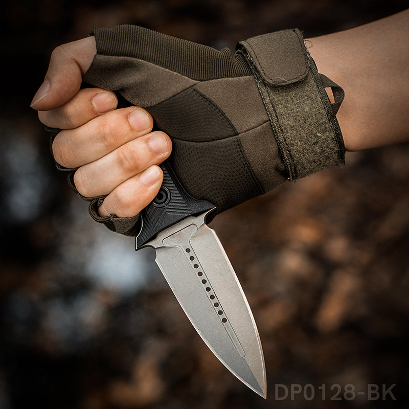 Dual Edge Fixed Blade  Survival Camping Knife G10 Handle with Waist Clip Kydex Sheath