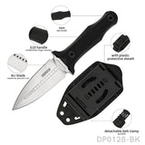 Dual Edge Fixed Blade  Survival Camping Knife G10 Handle with Waist Clip Kydex Sheath