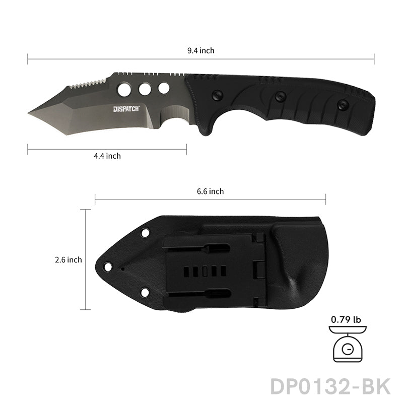 Heavy Duty Fixed Blade Survival Knife Titanium Coated With K-Sheath