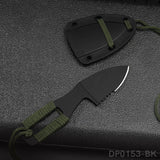 Black Oxide Fixed Blade with Rope and Sheath for EDC