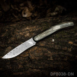 EDC Folding Hunter Damascus Steel Pocket Knife Back Lock Straight Blade with Sheath