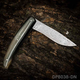 EDC Folding Hunter Damascus Steel Pocket Knife Back Lock Straight Blade with Sheath