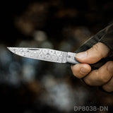 EDC Folding Hunter Damascus Steel Pocket Knife Back Lock Straight Blade with Sheath