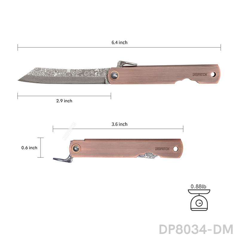 EDC Tool Lockless Damascus Steel Gentleman's Pocket Knife for Outdoor Adventurers and Collectors - Dispatch Outdoor Life