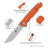 EDC Folding Knife with D2 Stainless Steel Blade, G10 Handle and Pocket Clip