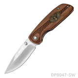 EDC Folding Combat Tactical Knife with Deer Medallion wood Handle for Christmas Day Gift - Dispatch Outdoor Life