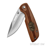 EDC Folding Combat Tactical Knife with Deer Medallion wood Handle for Christmas Day Gift - Dispatch Outdoor Life