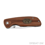 EDC Folding Combat Tactical Knife with Deer Medallion wood Handle for Christmas Day Gift - Dispatch Outdoor Life