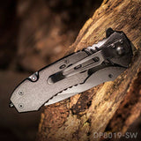 Engraved Tactical Folding Pocket Knife Spring Assisted With Ergonomic Wood Handle - Dispatch Outdoor Life