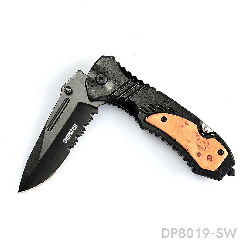 Engraved Tactical Folding Pocket Knife Spring Assisted With Ergonomic Wood Handle - Dispatch Outdoor Life