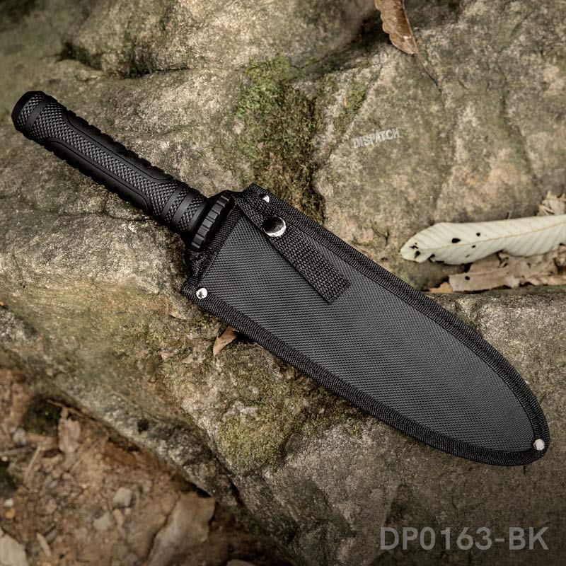 Fixed Blade Bushcraft Knife with Sheath with Non-Slip Rubber Handle