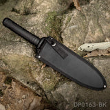 Fixed Blade Bushcraft Knife with Sheath with Non-Slip Rubber Handle