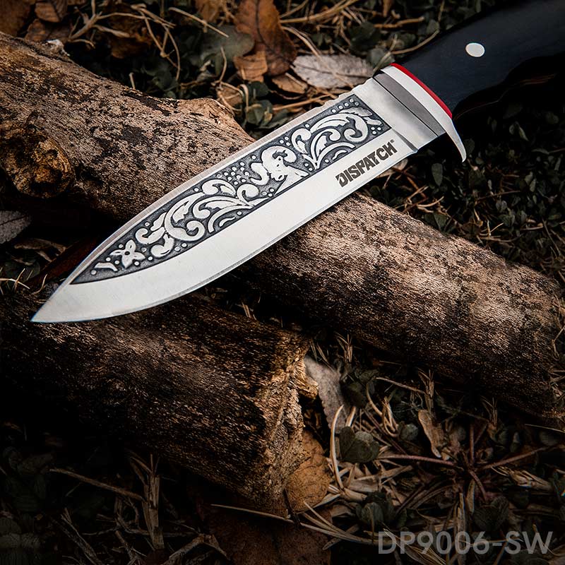 Fixed Blade Camping Knife with Full-Tang Blackwood Handle, Nylon Sheath for Outdoor - Dispatch Outdoor Life