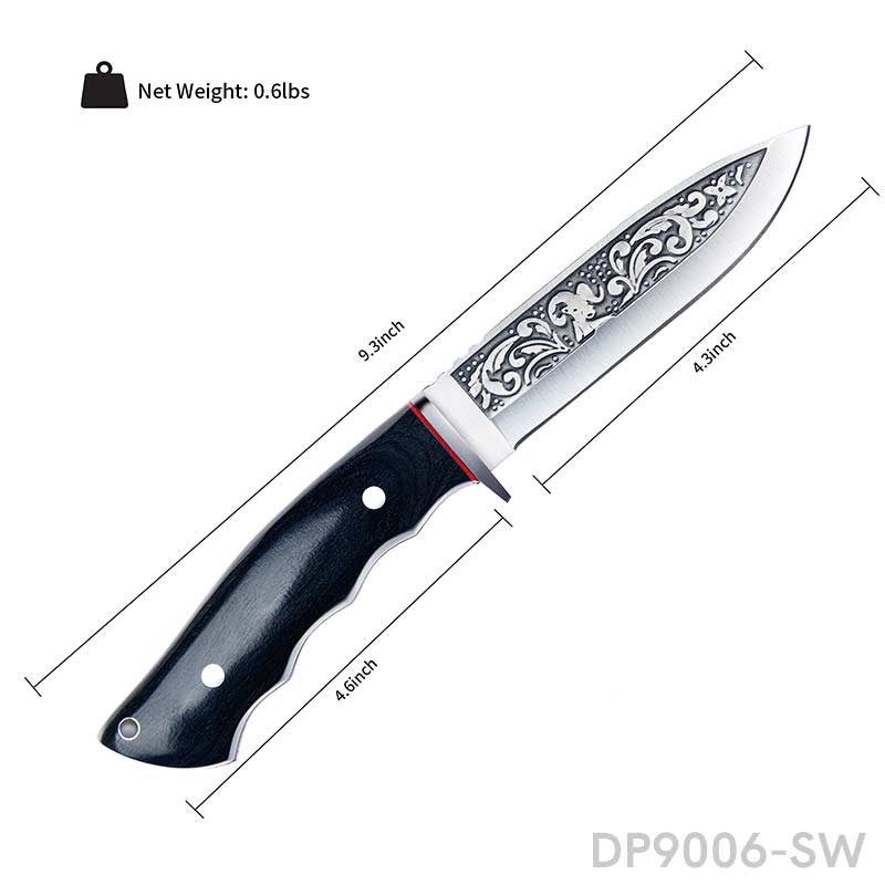 Fixed Blade Camping Knife with Full-Tang Blackwood Handle, Nylon Sheath for Outdoor - Dispatch Outdoor Life