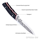 Fixed Blade Camping Knife with Full-Tang Blackwood Handle, Nylon Sheath for Outdoor - Dispatch Outdoor Life