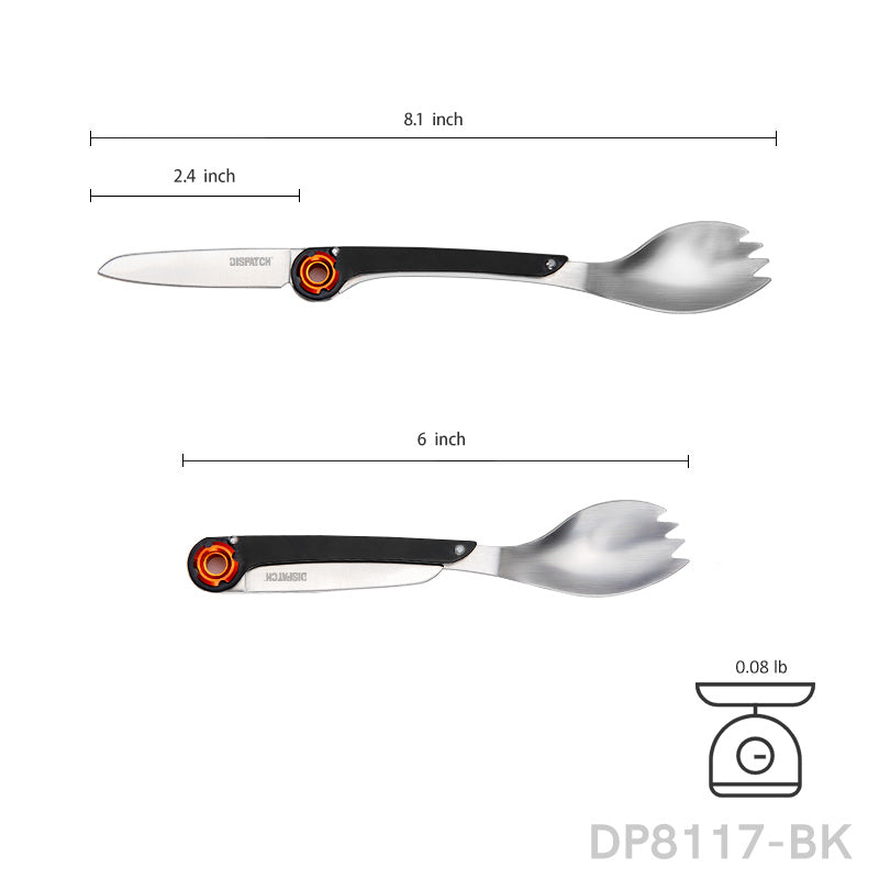 Compact 3  in 1 Folding Knife and Spoon Camping Utensils
