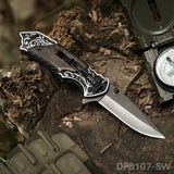 Retro Folding Pocket Knife with Embossed Handle for Outdoor Camping