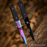 7Cr Folding Pocket Knife Rainbow Titanium Coating Blade G10 Handle