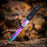 Folding Pocket Knife Rainbow Titanium Coating Blade G10 Handle for Self Defense - Dispatch Outdoor Life