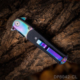 Folding Pocket Knife Rainbow Titanium Coating Blade G10 Handle for Self Defense - Dispatch Outdoor Life