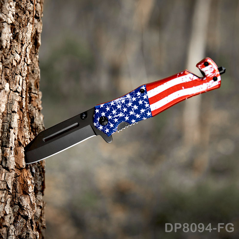 Full Metal National Flag Design Folding Knife with Titanium Coating