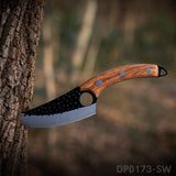 Full Tang Cleaver Bone Knife with Curved Rosewood Handle
