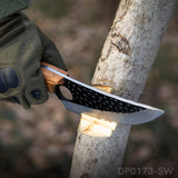 Full Tang Cleaver Bone Knife with Curved Rosewood Handle