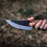Full Tang Cleaver Bone Knife with Curved Rosewood Handle