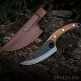 Full Tang Cleaver Bone Knife with Curved Rosewood Handle