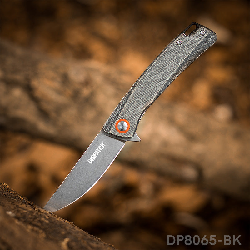 DISPATCH Pocket Folding Knife, 8cr13 Stainless Steel, Micarta Handle,Outdoors Multi-use Camping Knife